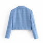 Women's Textured Short Blazer   Long Sleeve Top