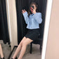 Women's Textured Short Blazer   Long Sleeve Top