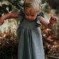 Girls Skirt Cotton And Linen Solid Color Flying Sleeve Tie