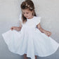 Girls Skirt Cotton And Linen Solid Color Flying Sleeve Tie