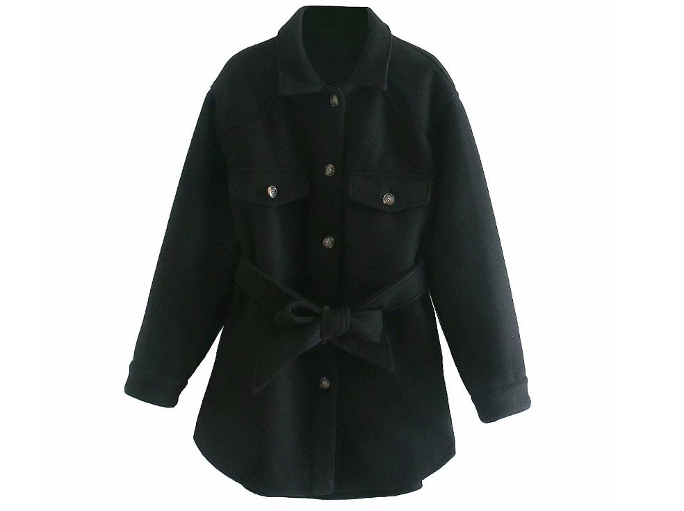 Lapel Loose style European And American Single Breasted Street Trendsetter Vintage Celebrity Cotton Pure Wool Jacket