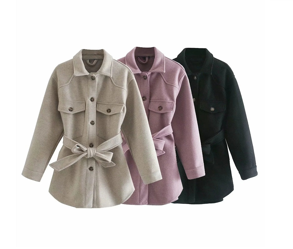 Lapel Loose style European And American Single Breasted Street Trendsetter Vintage Celebrity Cotton Pure Wool Jacket