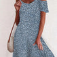 Small Floral Digital Print Ripped Sleeve Dress
