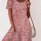 Small Floral Digital Print Ripped Sleeve Dress