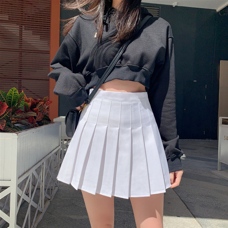 Korean Students All-Match High-Waisted A-Line Slim Slimming Pleated Skirt