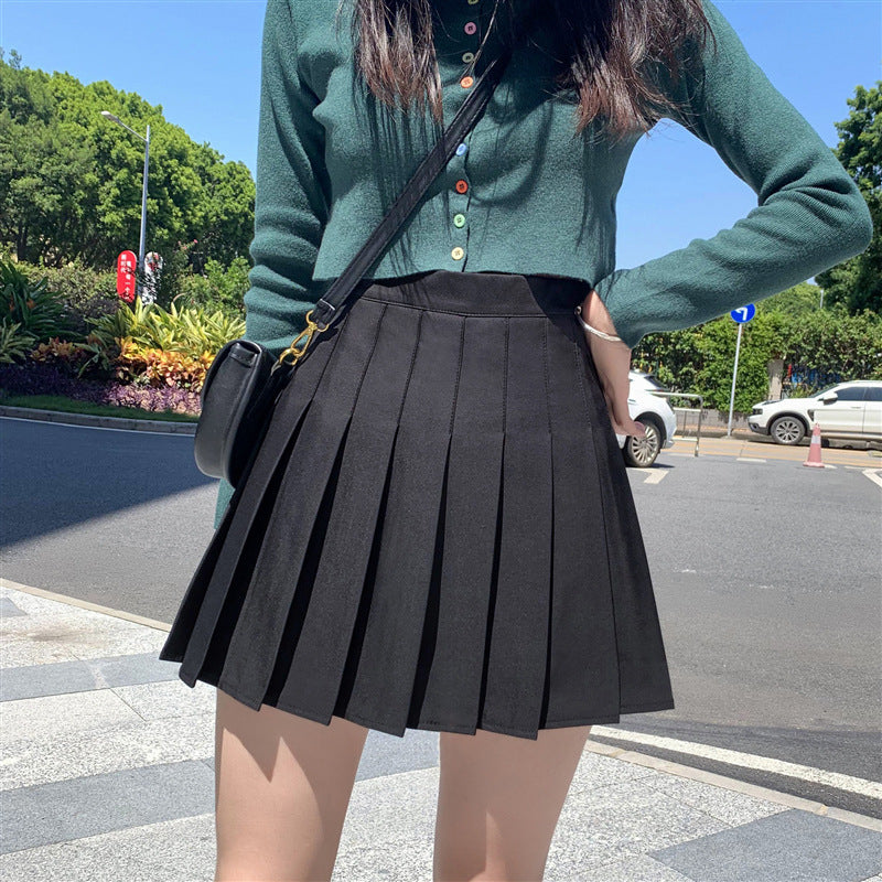Korean Students All-Match High-Waisted A-Line Slim Slimming Pleated Skirt