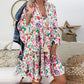 Women's printed button Ruffle shirt skirt