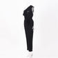 Ladies Fashion Slanted Shoulder Lace Pocket Chiffon Stitching Slim Jumpsuit