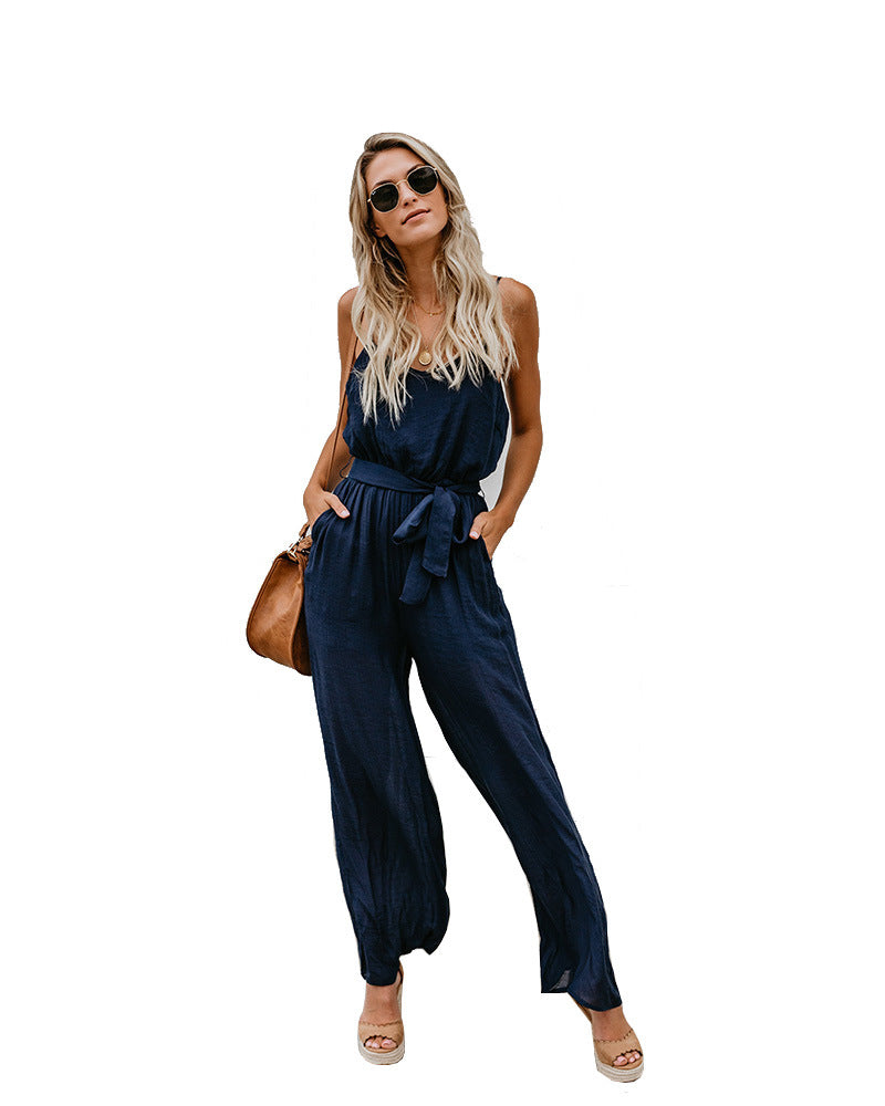 Women's Suspender Wide-leg Jumpsuit