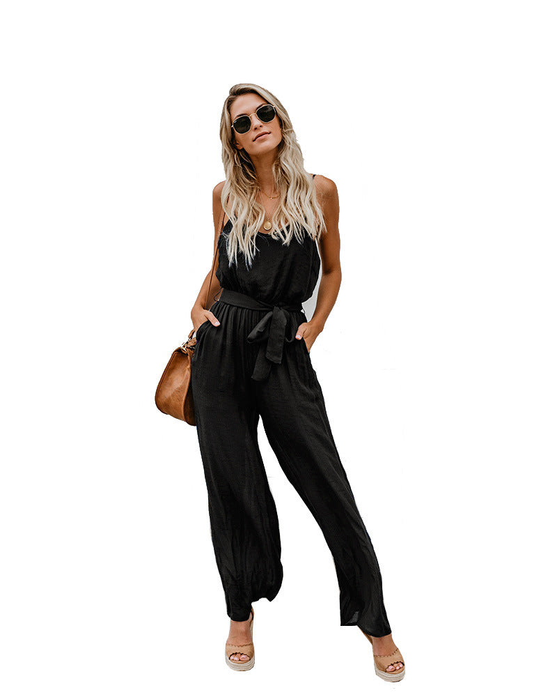 Women's Suspender Wide-leg Jumpsuit