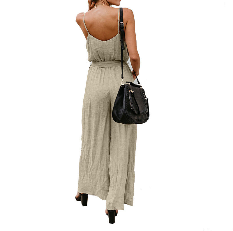 Women's Suspender Wide-leg Jumpsuit