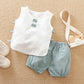 Baby Boy Cotton And Linen Summer Suit Infant Breathable Sweat-absorbent Two-piece Suit