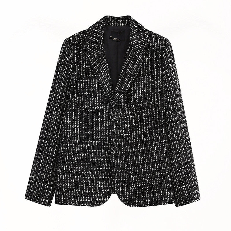 Clothing Temperament High-end Sense Of Plaid Suit Design Sense