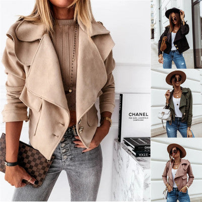 Slim Deerskin Velvet Long-sleeved Jacket Cardigan