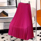 Fashion Women Solid Color Pleated Skirt Female