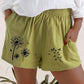 Summer High Waist Dandelion Print Cotton And Linen Pocket Shorts Women
