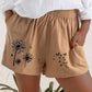 Summer High Waist Dandelion Print Cotton And Linen Pocket Shorts Women