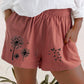Summer High Waist Dandelion Print Cotton And Linen Pocket Shorts Women