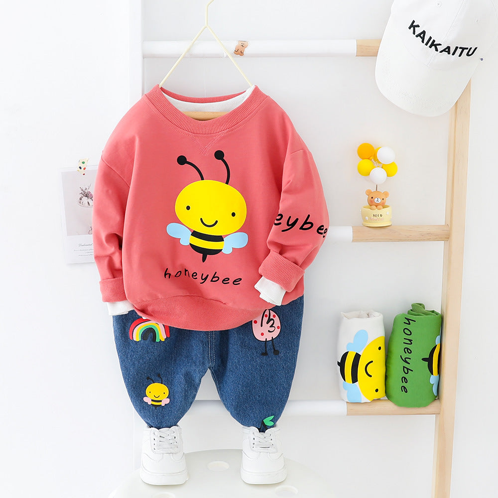 Ensemble deux pièces pour bébé avec pull et pantalon à motif abeille