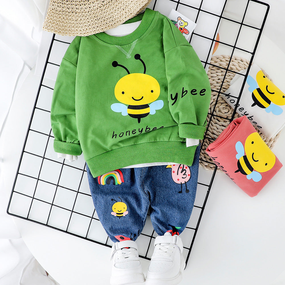 Ensemble deux pièces pour bébé avec pull et pantalon à motif abeille
