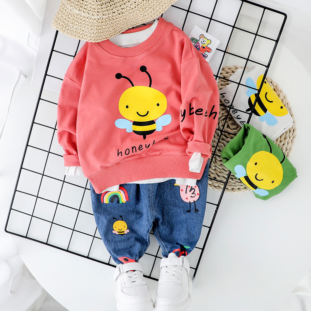 Ensemble deux pièces pour bébé avec pull et pantalon à motif abeille