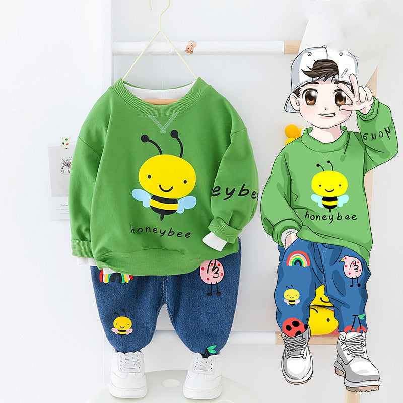 Ensemble deux pièces pour bébé avec pull et pantalon à motif abeille