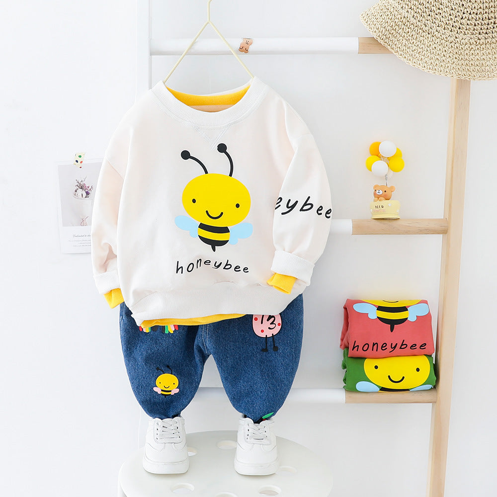 Ensemble deux pièces pour bébé avec pull et pantalon à motif abeille