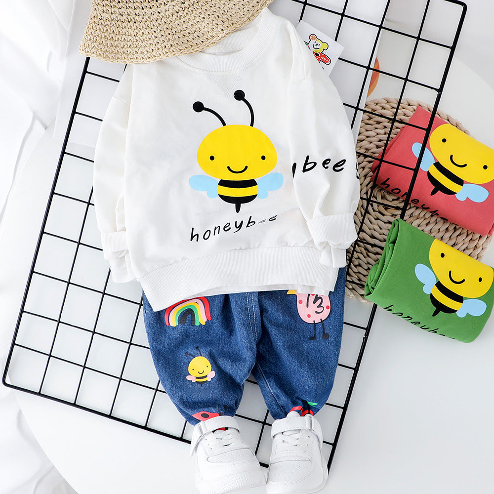 Ensemble deux pièces pour bébé avec pull et pantalon à motif abeille