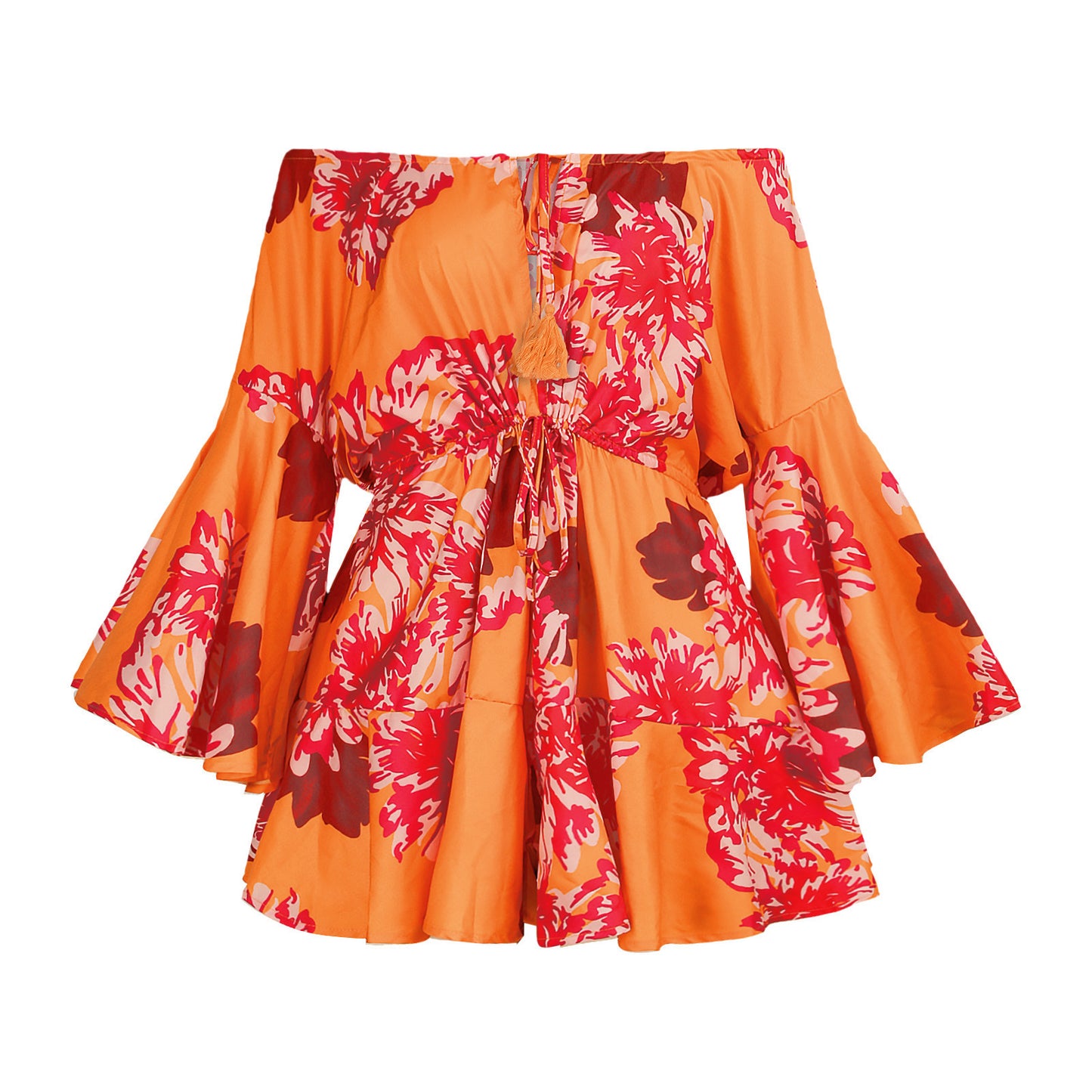 Combinaison courte sexy imprimée pour femme, décontractée et confortable, manches papillon, col bateau, tenue de plage, de fête, tendance