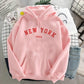 NEW Colors Sweatshirts Velvet Winter Women's NEW YORK