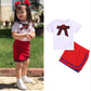 Ensemble de vêtements pour enfants, t-shirt blanc à manches courtes et nœud papillon, sac et jupe pour filles, très populaire sur Amazon