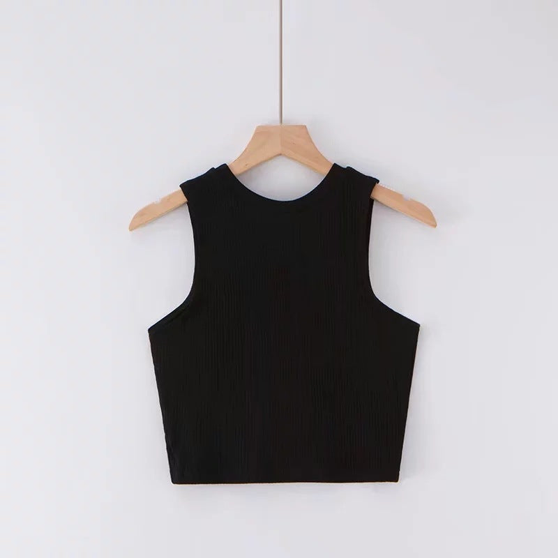 Solid Color Sleeveless Bottoming Vest Top