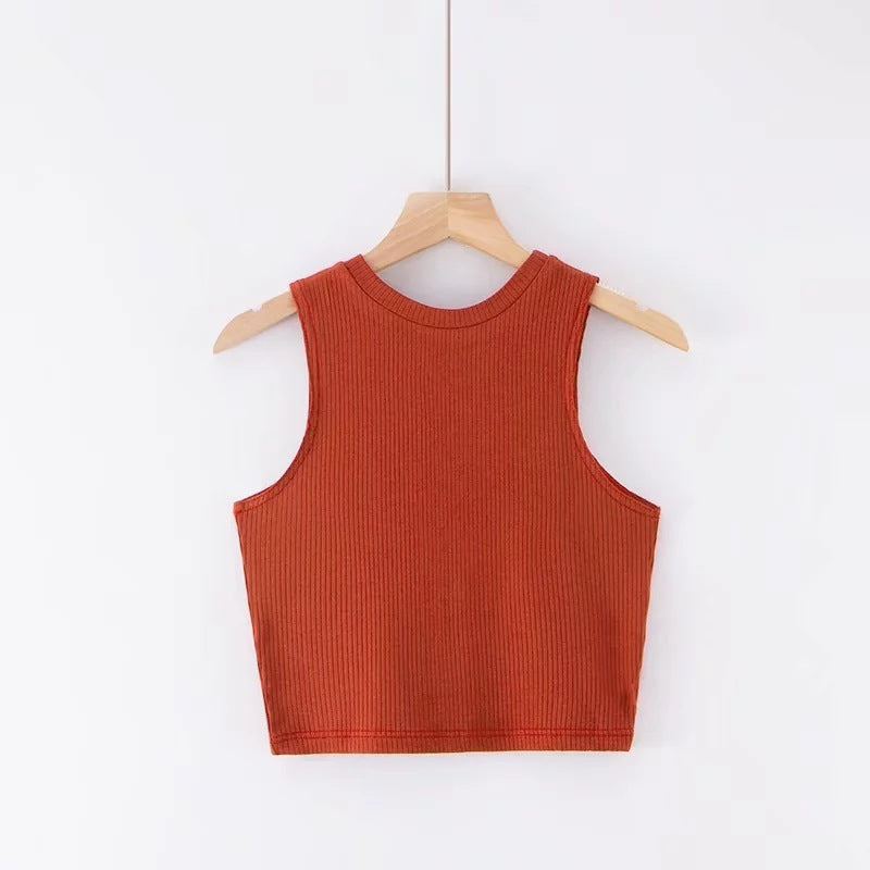 Solid Color Sleeveless Bottoming Vest Top