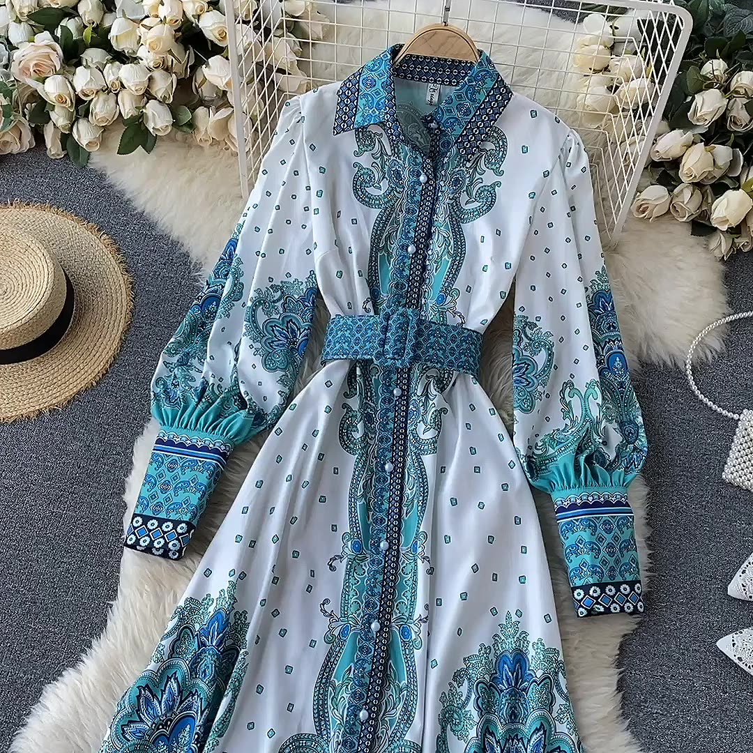Vintage Print Long Skirt Catwalk