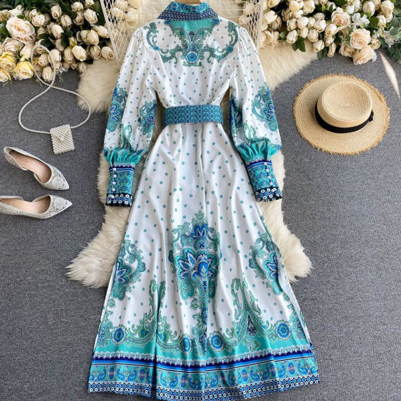 Vintage Print Long Skirt Catwalk