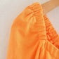 V-neck Tie Design Short Puff Sleeve Linen Blouse Top