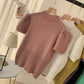 Spring New Half High Neck Top With Puff Sleeve Bottoming Shirt
