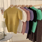 Spring New Half High Neck Top With Puff Sleeve Bottoming Shirt