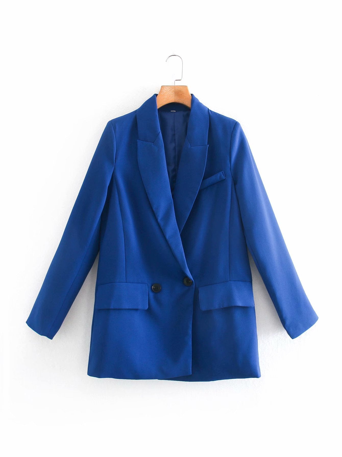 ZA Femmes Mode Bureau Porter Un Bouton Blazer Manteau Vintage Manches Longues Poches Femme Vêtements D'extérieur Chic Hauts