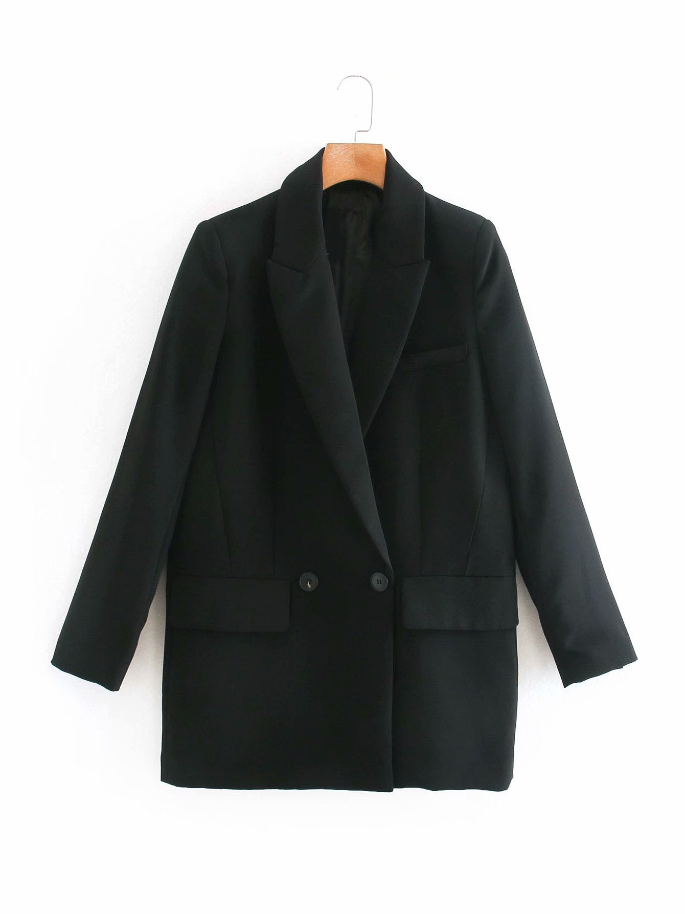 ZA Femmes Mode Bureau Porter Un Bouton Blazer Manteau Vintage Manches Longues Poches Femme Vêtements D'extérieur Chic Hauts