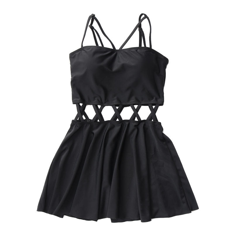 skirt One-Piece Swimsuit W0ith Small Chest Gathered
