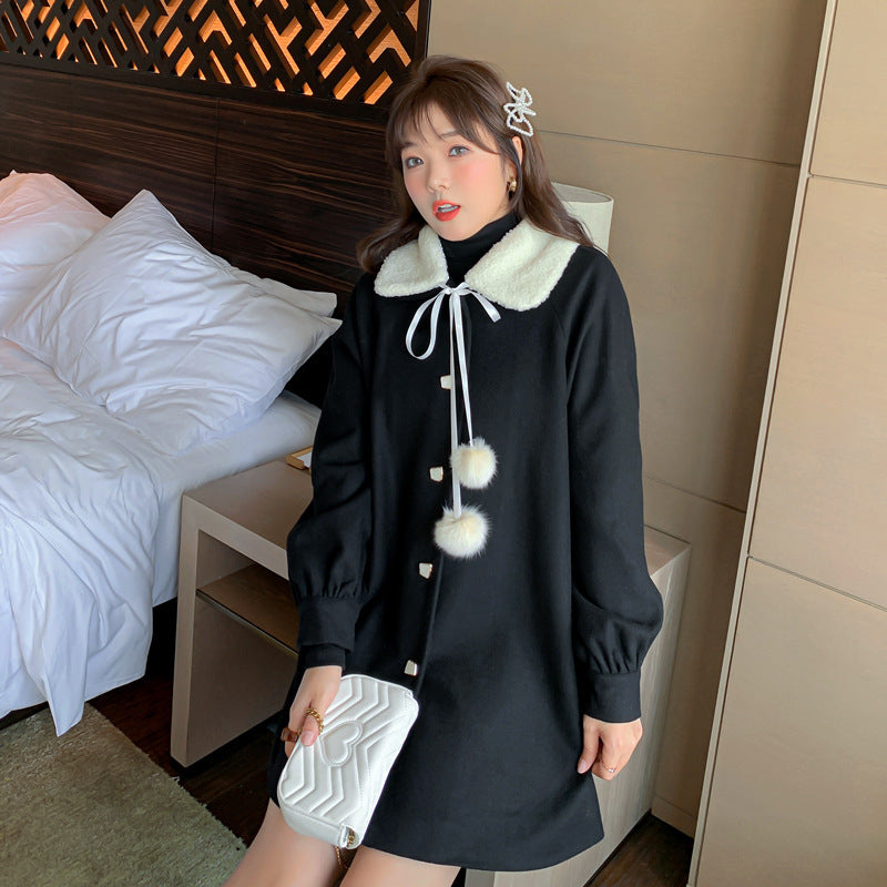 Manteau d'hiver pour femme, mélange de vêtements Kawaii, en velours épais, pur, chaud, élégant, polyvalent, pour étudiantes, en laine, quotidien, unique