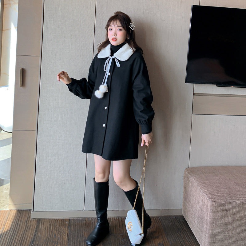 Manteau d'hiver pour femme, mélange de vêtements Kawaii, en velours épais, pur, chaud, élégant, polyvalent, pour étudiantes, en laine, quotidien, unique