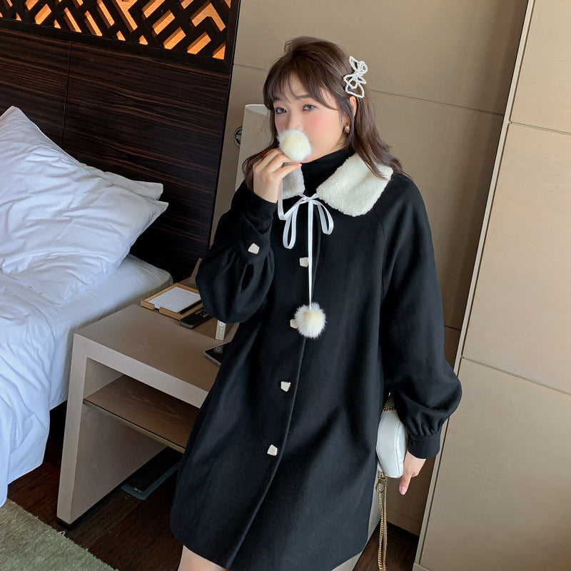 Manteau d'hiver pour femme, mélange de vêtements Kawaii, en velours épais, pur, chaud, élégant, polyvalent, pour étudiantes, en laine, quotidien, unique