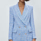 Women's Spring And Summer New Style Plaid Texture Blazer 1175