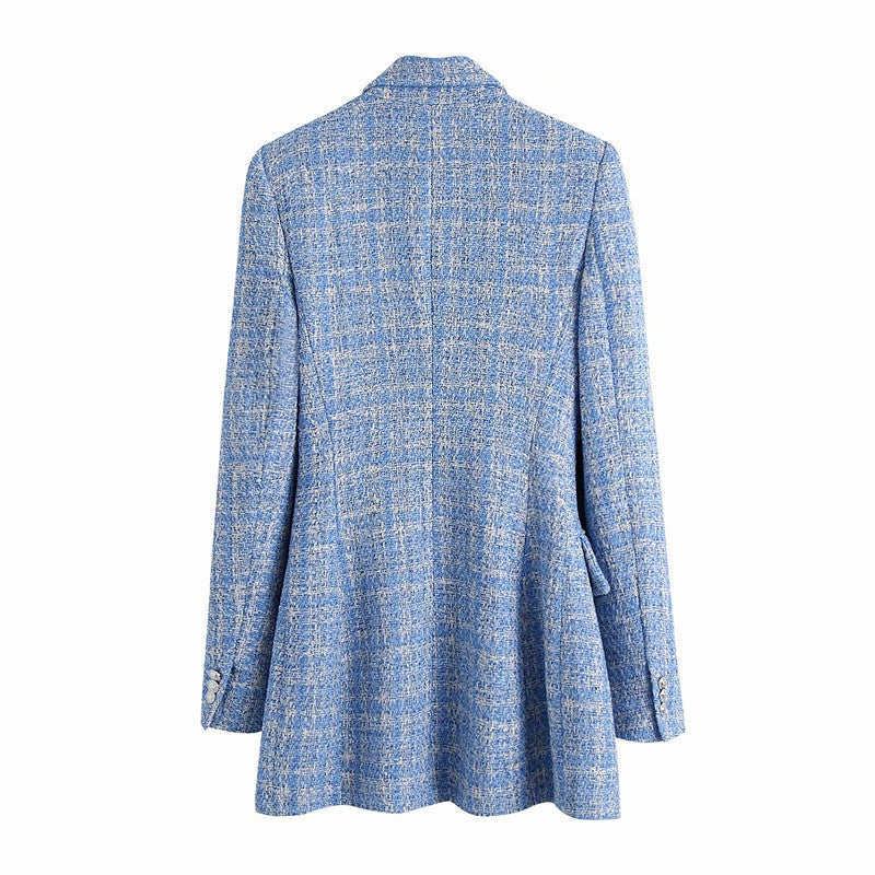 Women's Spring And Summer New Style Plaid Texture Blazer 1175