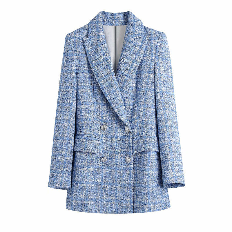 Women's Spring And Summer New Style Plaid Texture Blazer 1175