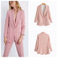 Loose Plaid Pink Small Suit Fashion Jacket