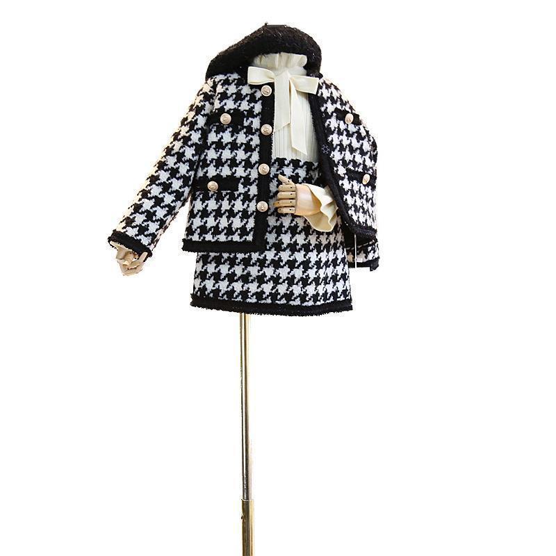 Ensemble deux pièces pour fille, style occidental, européen et américain, avec manteau et jupe courte, style petit parfum, automne et hiver
