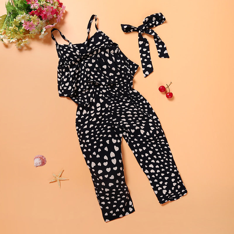 Commerce extérieur Vêtements pour enfants Vente en gros Nouveaux vêtements pour filles Tendance Cool Girls Love Combinaison à bretelles One Drop
